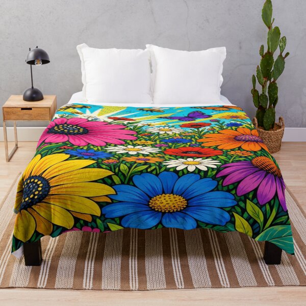 Item preview, Vibrant Pop Folk Art Flower Meadow Art designed and sold by Nexus Space.