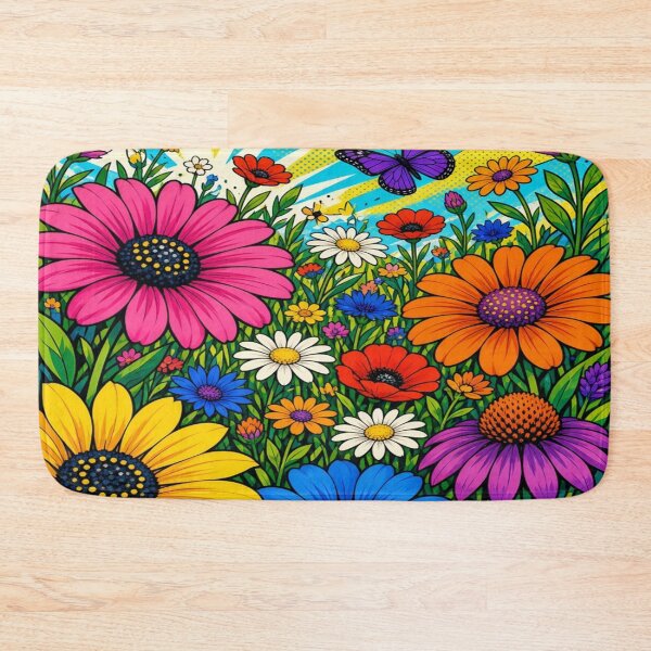 Item preview, Vibrant Pop Folk Art Flower Meadow Art designed and sold by Nexus Space.