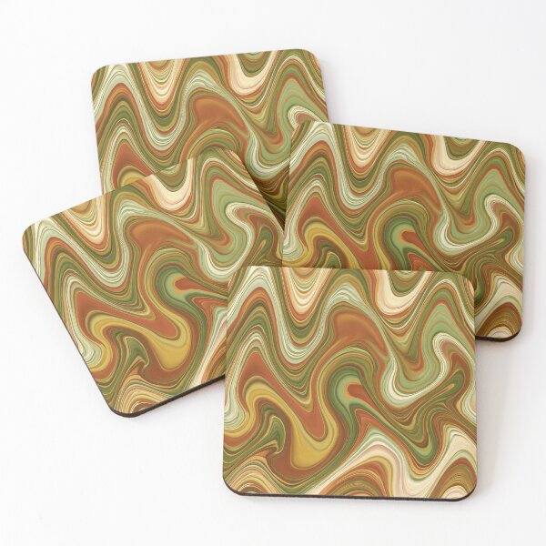 Item preview, Avocado Green, Mustard & Brown 70s Marble Waves designed and sold by AlfiB.