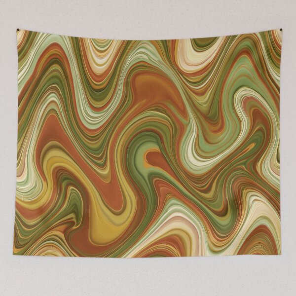 Item preview, Avocado Green, Mustard & Brown 70s Marble Waves designed and sold by AlfiB.