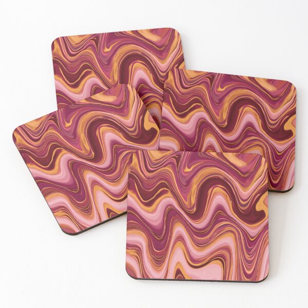 Item preview, Burgundy, Blush Pink & Golden Orange Groovy Waves designed and sold by AlfiB.