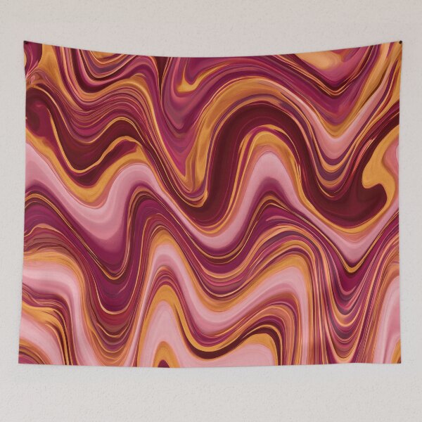 Item preview, Burgundy, Blush Pink & Golden Orange Groovy Waves designed and sold by AlfiB.