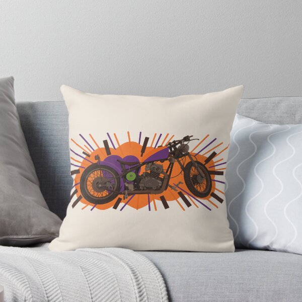 Item preview, Retro Custom Motorcycle – Orange & Purple Cafe Racer Art designed and sold by davitabros.