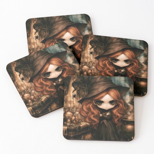 Item preview, Grouchy Witch| Grumpy Gothic Witch | Dark Fantasy Chibi Art designed and sold by InkAndGloom.