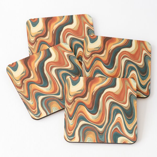 Item preview, Deep Teal, Burnt Orange & Cream Retro Marble Waves designed and sold by AlfiB.