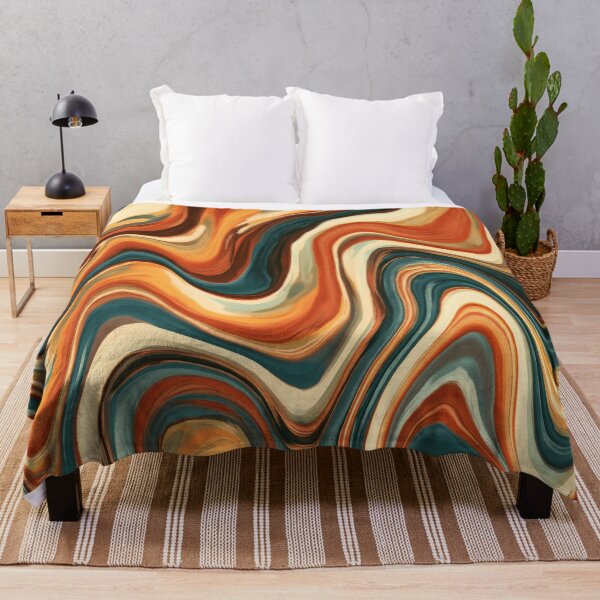 Item preview, Deep Teal, Burnt Orange & Cream Retro Marble Waves designed and sold by AlfiB.