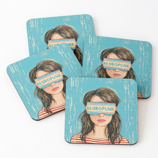 Item preview, Neuropunk Girl Blindfolded Retro Aesthetic Art designed and sold by Lunat1kk.