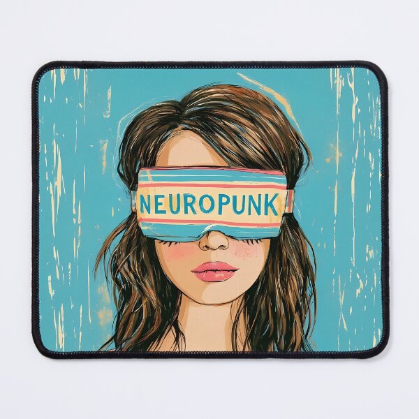 Item preview, Neuropunk Girl Blindfolded Retro Aesthetic Art designed and sold by Lunat1kk.