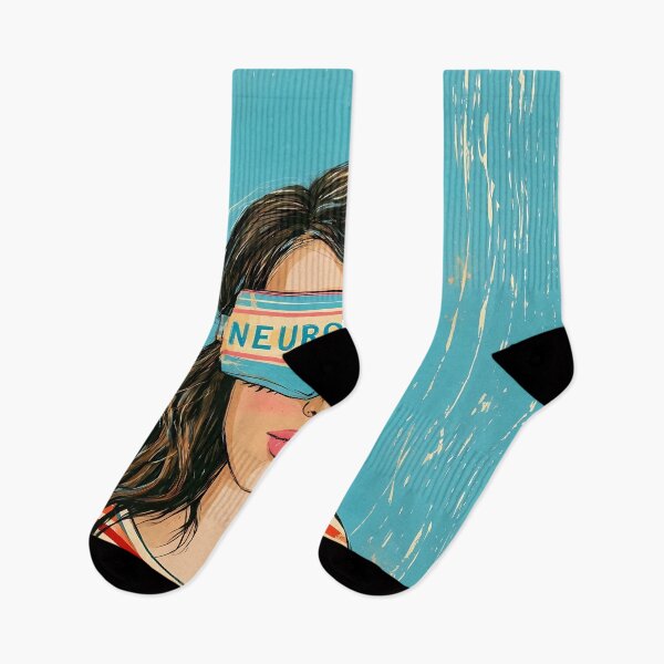 Item preview, Neuropunk Girl Blindfolded Retro Aesthetic Art designed and sold by Lunat1kk.