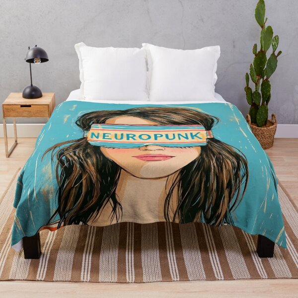 Item preview, Neuropunk Girl Blindfolded Retro Aesthetic Art designed and sold by Lunat1kk.