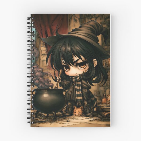 Item preview, Grouchy Witch and Cauldron | Grumpy Gothic Witch | Dark Fantasy Chibi Art designed and sold by InkAndGloom.