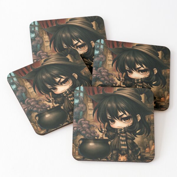 Item preview, Grouchy Witch and Cauldron | Grumpy Gothic Witch | Dark Fantasy Chibi Art designed and sold by InkAndGloom.