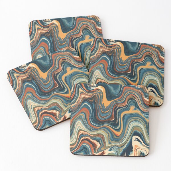 Item preview, Midnight Blue, Ochre & Rust Psychedelic Marble designed and sold by AlfiB.