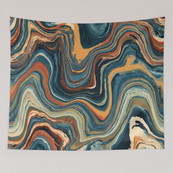 Item preview, Midnight Blue, Ochre & Rust Psychedelic Marble designed and sold by AlfiB.