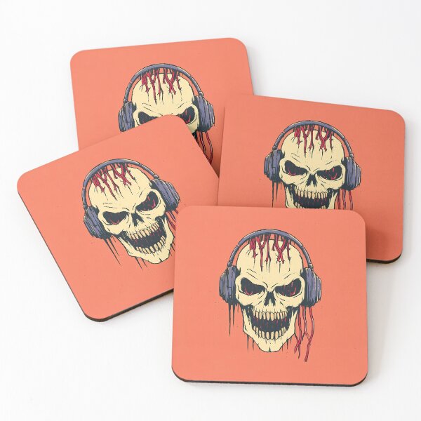 Item preview, Horror Skull Wearing Headphones Dark Metal Art designed and sold by Lunat1kk.