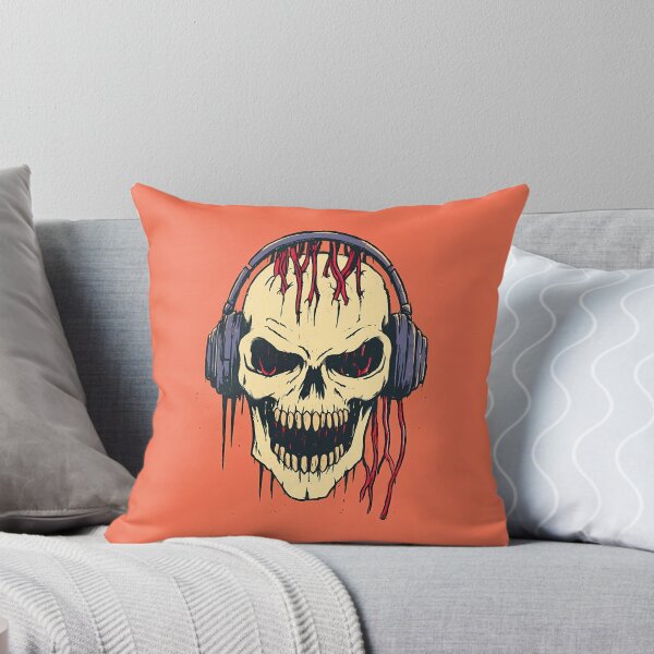 Item preview, Horror Skull Wearing Headphones Dark Metal Art designed and sold by Lunat1kk.