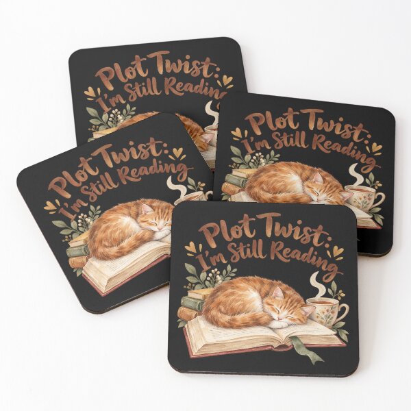 Item preview, Plot Twist I'm Still Reading Cat Watercolor designed and sold by Ela-graphicwiz.