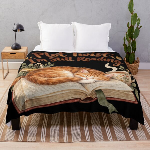 Item preview, Plot Twist I'm Still Reading Cat Watercolor designed and sold by Ela-graphicwiz.