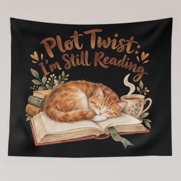Item preview, Plot Twist I'm Still Reading Cat Watercolor designed and sold by Ela-graphicwiz.