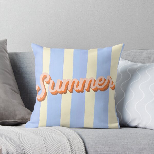 Item preview, Retro Summer Typography: Pastel Blue and Yellow Vertical Stripes Aesthetic designed and sold by Kat Designs Store.