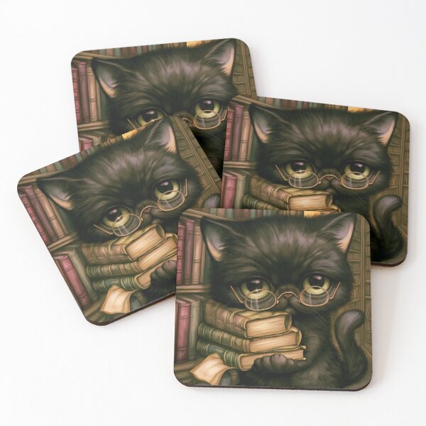 Item preview, Gothic Library Cat | Cat Reading Books | Cozy Dark Academia Art designed and sold by InkAndGloom.