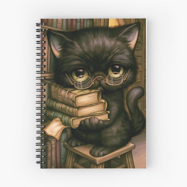 Item preview, Gothic Library Cat | Cat Reading Books | Cozy Dark Academia Art designed and sold by InkAndGloom.