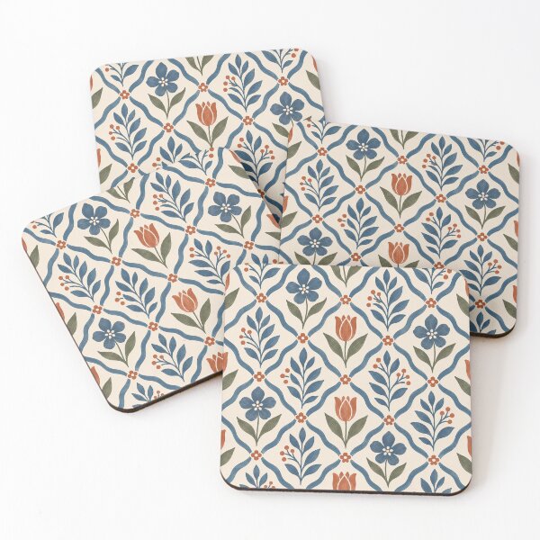 Item preview, Mid Century Botanical Trellis Floral Pattern designed and sold by Glottopia.