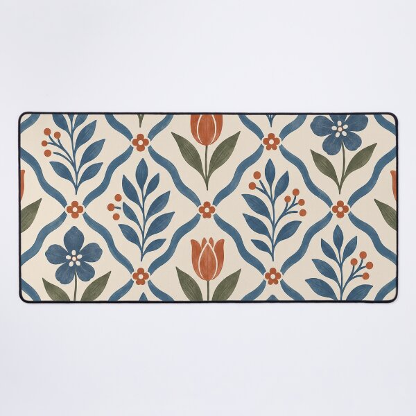 Item preview, Mid Century Botanical Trellis Floral Pattern designed and sold by Glottopia.