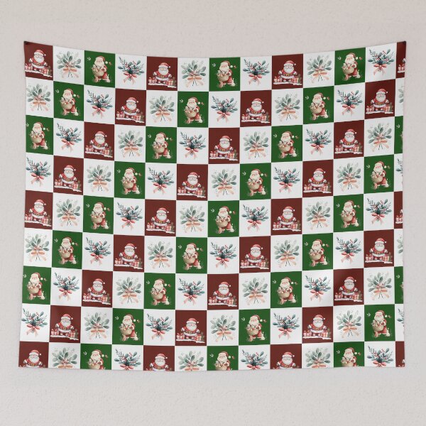 Item preview, Watercolor Vintage Santa Botanical Christmas Pattern designed and sold by VibranPalette.