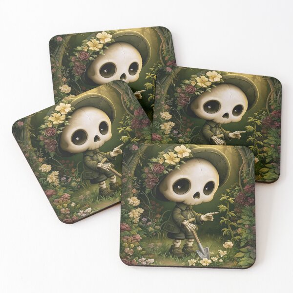 Item preview, Skeleton Gardener | Gothic Gardening Skeleton | Dark Cottagecore Art designed and sold by InkAndGloom.