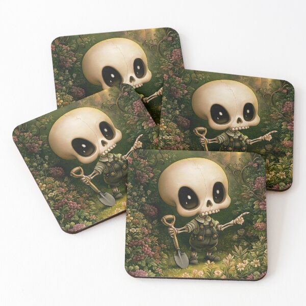 Item preview, Skeleton Gardener | Gothic Gardening Skeleton | Dark Cottagecore Art designed and sold by InkAndGloom.
