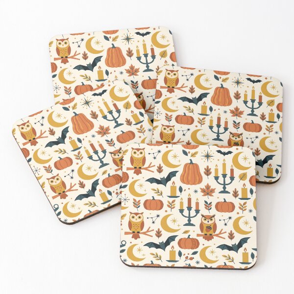 Item preview, Folklore Halloween Pattern - Cute Spooky Bat & Owl designed and sold by ShabanMerch.