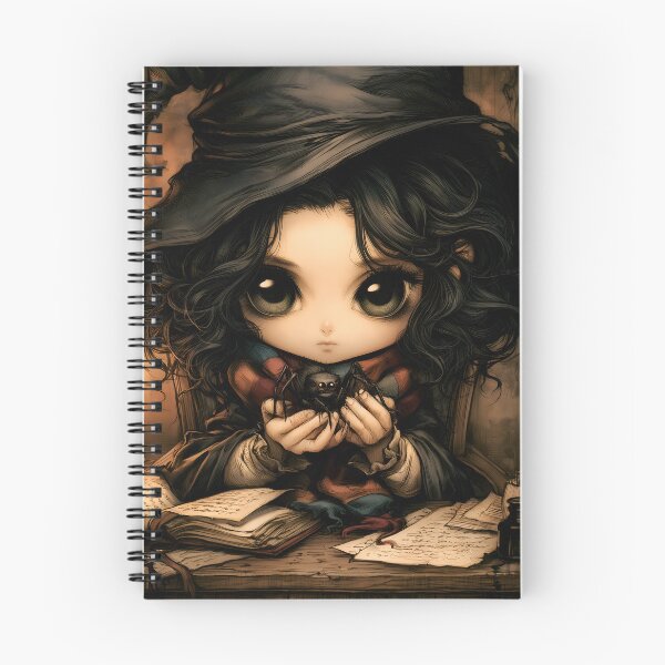 Item preview, Witch and Spider Familiar | Gothic Witch Chibi | Cute Spooky Fantasy Art designed and sold by InkAndGloom.