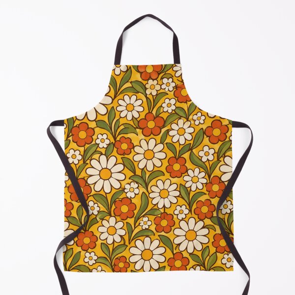 Item preview, Retro Mustard Daisy Floral Pattern designed and sold by Julie Leisure Gardening.