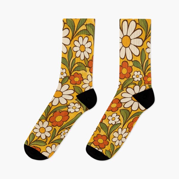 Item preview, Retro Mustard Daisy Floral Pattern designed and sold by Julie Leisure Gardening.