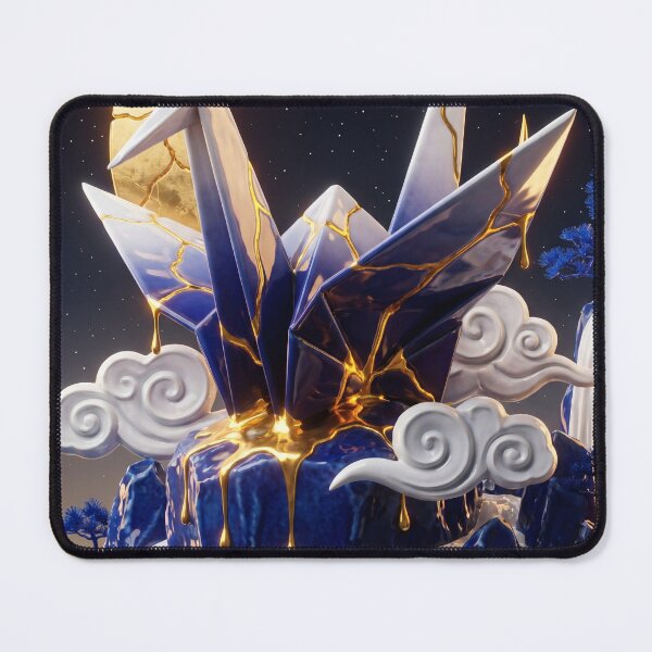 Item preview, Kintsugi Origami Crane Under Crescent Moon designed and sold by ElagoozArt.