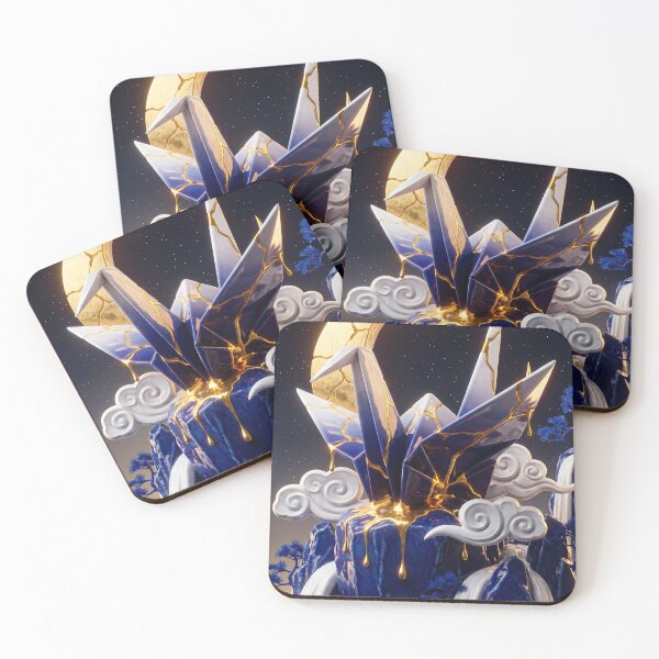 Item preview, Kintsugi Origami Crane Under Crescent Moon designed and sold by ElagoozArt.