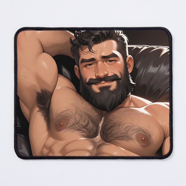 Item preview, Hairy Muscle Bear in Striped Briefs designed and sold by ZhivanCrimson.