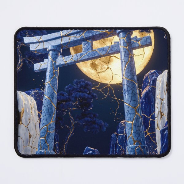 Item preview, Kintsugi Torii Gate Under Full Moon designed and sold by ElagoozArt.