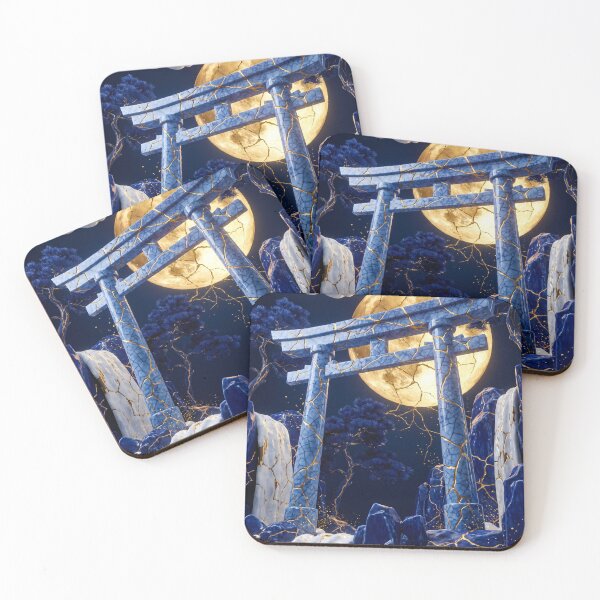 Item preview, Kintsugi Torii Gate Under Full Moon designed and sold by ElagoozArt.