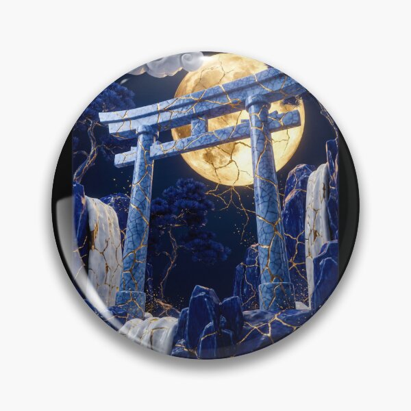 Item preview, Kintsugi Torii Gate Under Full Moon designed and sold by ElagoozArt.