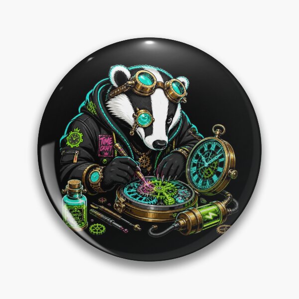 Item preview, Steampunk Clockmaker Badger Timecraft designed and sold by LazyDayzCo.
