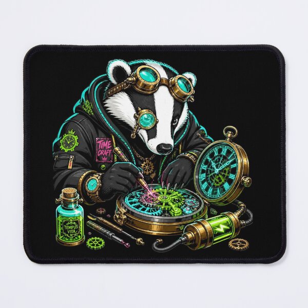 Item preview, Steampunk Clockmaker Badger Timecraft designed and sold by LazyDayzCo.