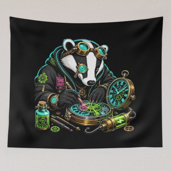 Item preview, Steampunk Clockmaker Badger Timecraft designed and sold by LazyDayzCo.