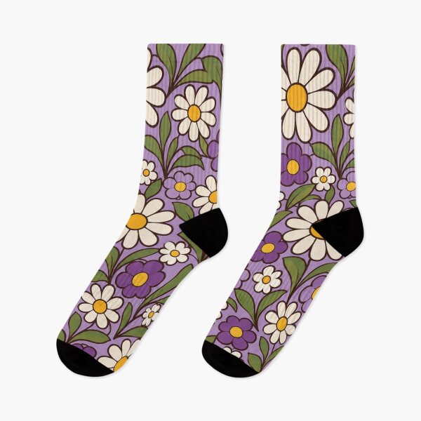 Item preview, Retro Lavender Groovy Floral Pattern designed and sold by Julie Leisure Gardening.