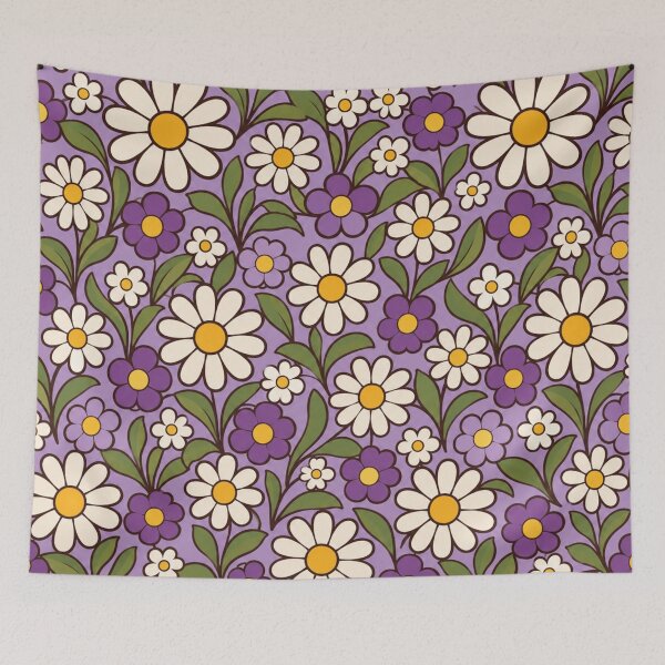 Item preview, Retro Lavender Groovy Floral Pattern designed and sold by Julie Leisure Gardening.