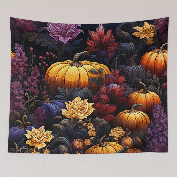 Item preview, Gothic Halloween Pumpkin Field Art With Purple Leaves designed and sold by DEC02.