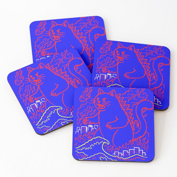 Item preview, Catzilla Japanese Art Giant Monster Cat Wave & Fire designed and sold by ABRAKADABRA!.