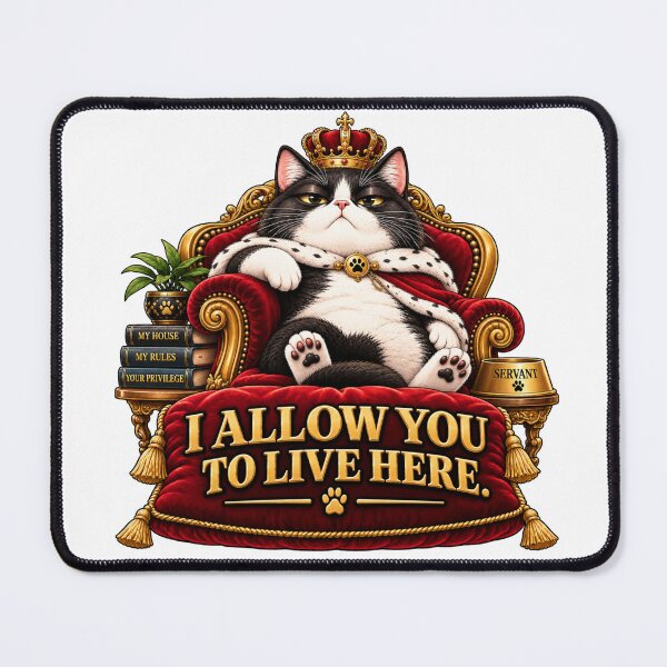 Item preview, I Allow You to Live Here – Funny King Cat designed and sold by BAD TASTE CLUB.