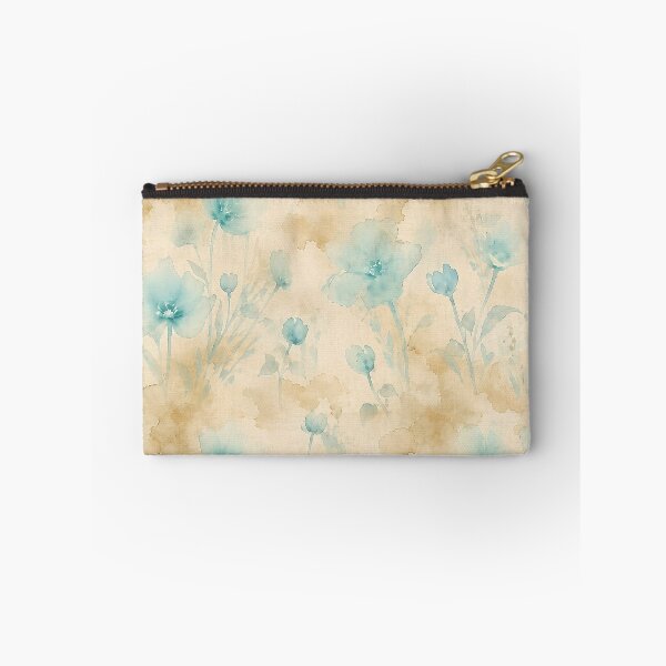 Item preview, Vintage tea stain botanical turquoise florals – Seamless Linen Repeat Pattern designed and sold by RescueHeart10.